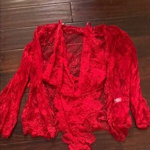 Red Lace Sheer Top